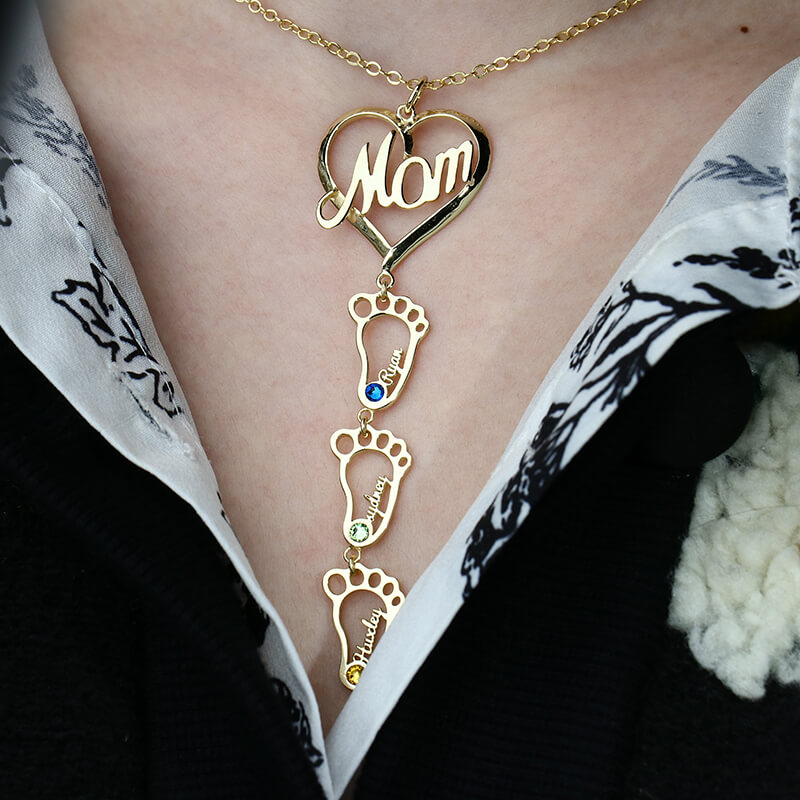 Custom mom foot necklace