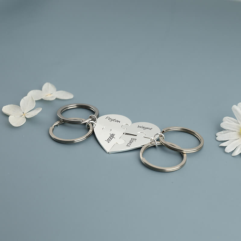Personalized Heart-shaped Puzzle Keychain