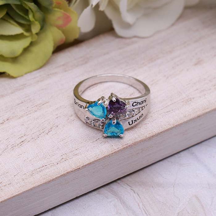 Personalized Three Birthstone Mother Ring