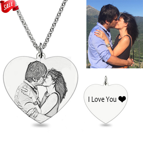 Personalized Photo Necklace Heart Shape