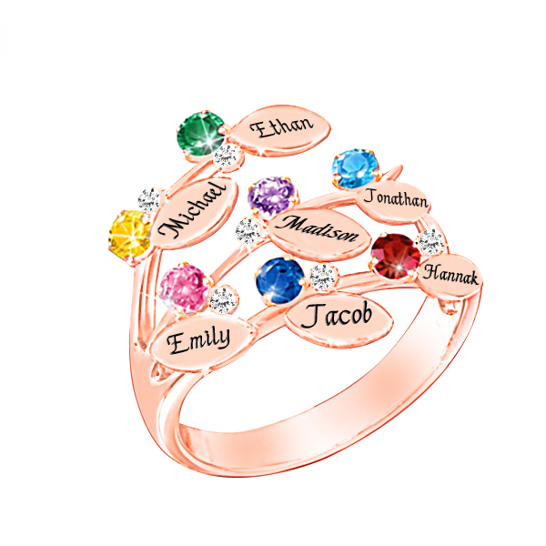 Personalized Seven Birthstone Name Ring
