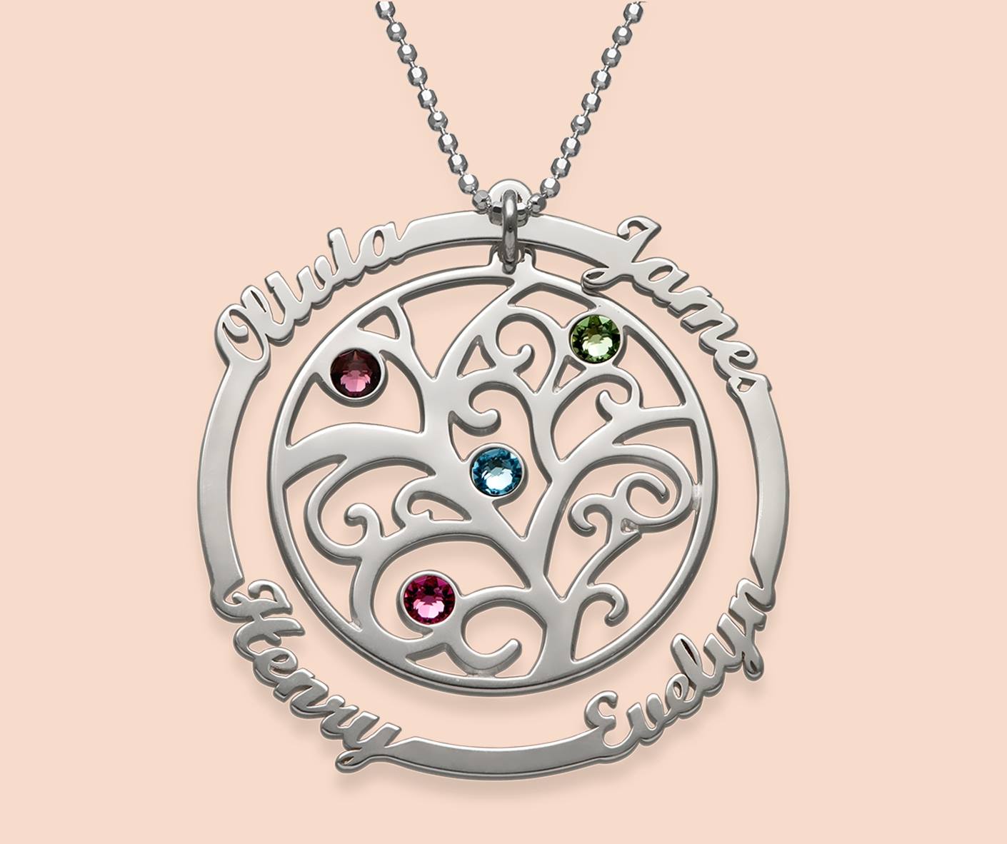 Family Tree Birthstone Necklace 