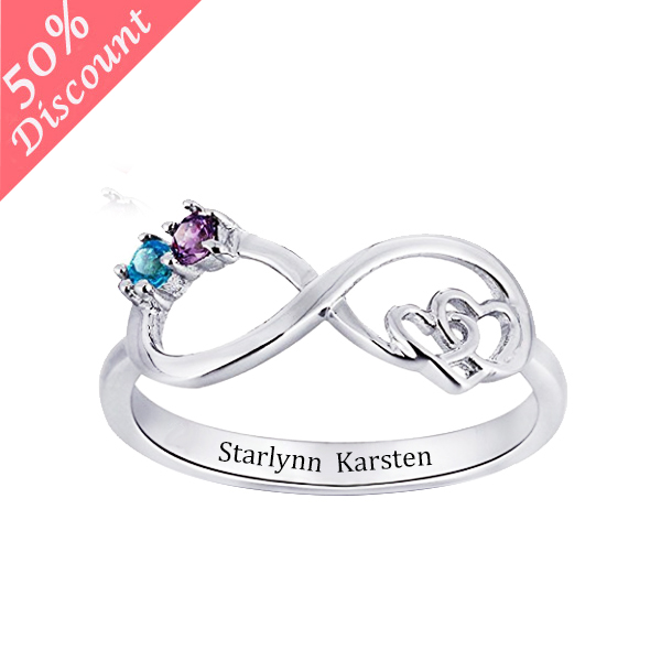 Infinity Double Heart Ring with Inner Engraving