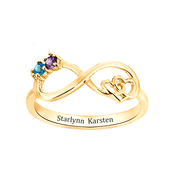 Infinity Double Heart Ring with Inner Engraving
