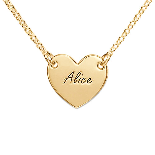 18k Gold Plated Engraved Heart Necklace