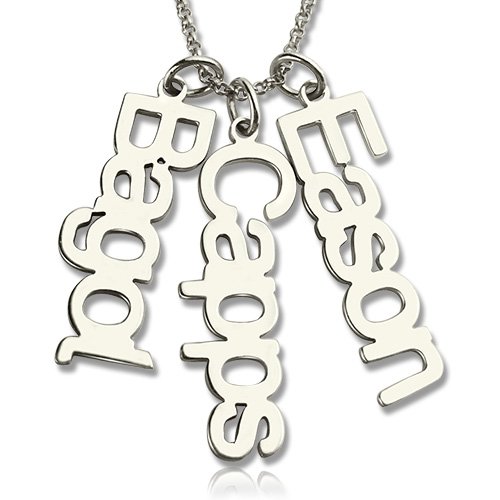 Vertical Multi Names Necklace with Gold Plating