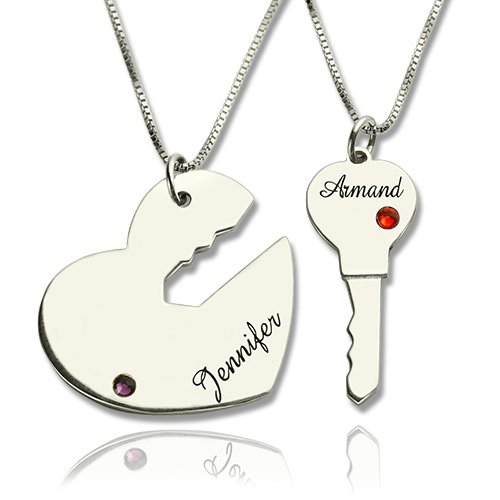 Key And  Heart Name Necklace