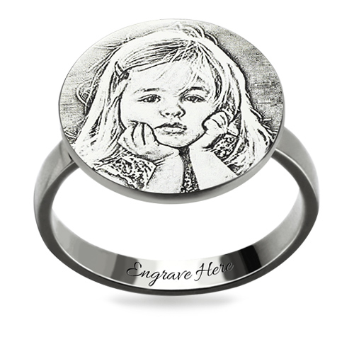 Personalized Photo Rings Sterling Silver
