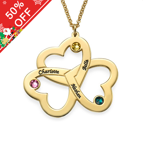 Personalized Triple Heart Necklace