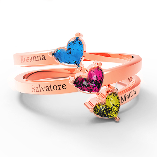 Personalized Three Birthstone Name Ring