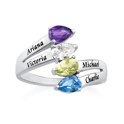 Personalized Four Stone Mothers Ring