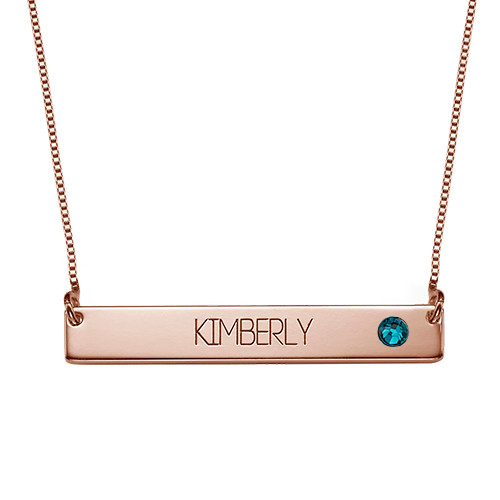 Nameplate Bar Necklace with Birthstone