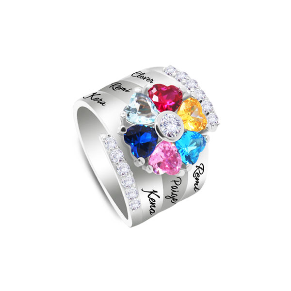 Personalized Heart Birthstone Ring
