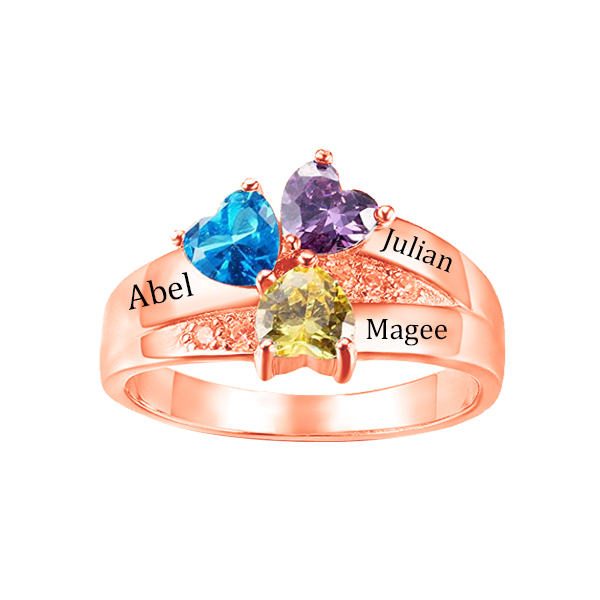 Personalized Three Birthstone Mother Ring
