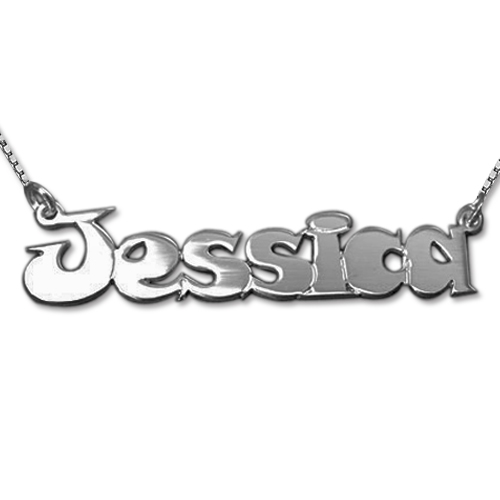 Comic Style Silver Name Necklace Kids