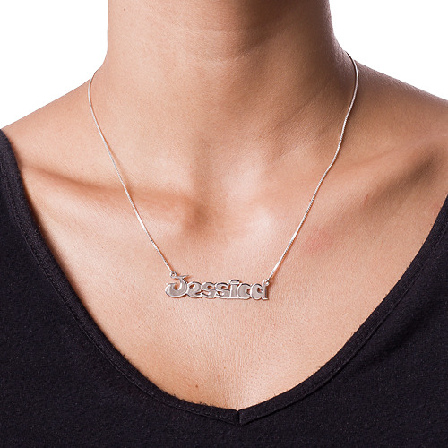 Comic Style Silver Name Necklace Kids