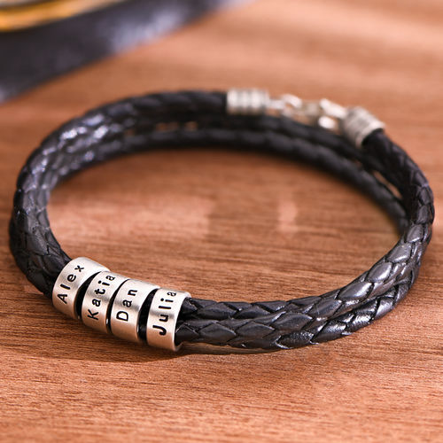Custom Name Braided Leather Bracelet