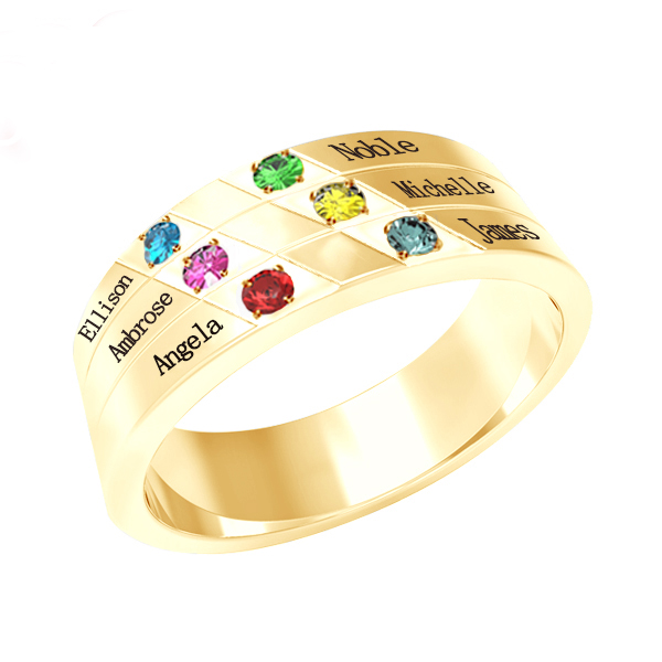 Personalized Six Birthstone Mothers Ring