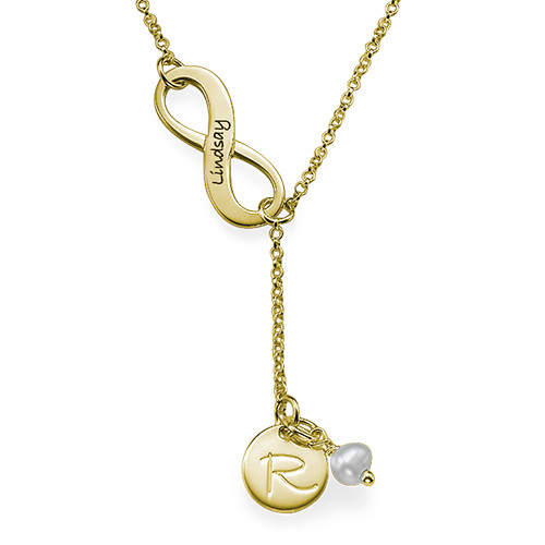 Infinity Y Shaped Birthstone Necklace with Initial