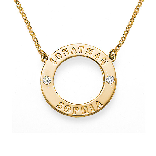 Gold Plated Personalized Karma Necklace with Crystals