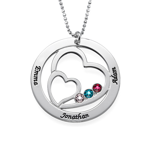 Personalized Heart Birthstone Name Necklace