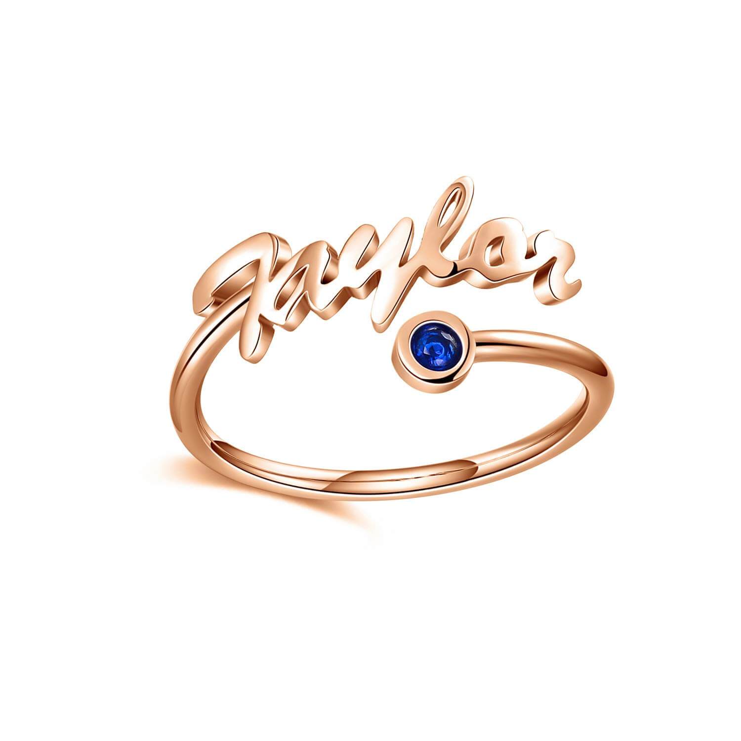 Personalized Name Ring with Birthstone For Love