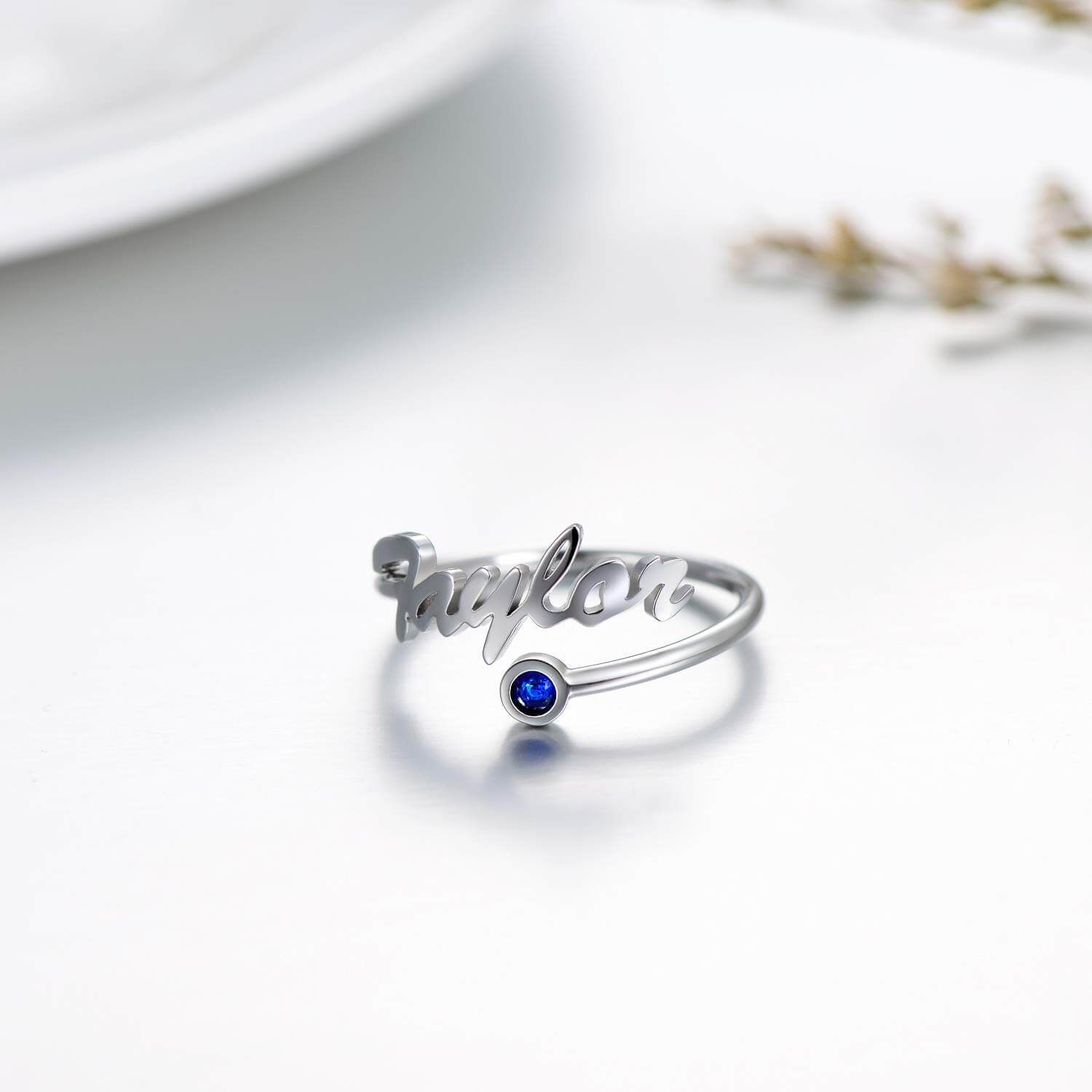 Personalized Name Ring with Birthstone For Love