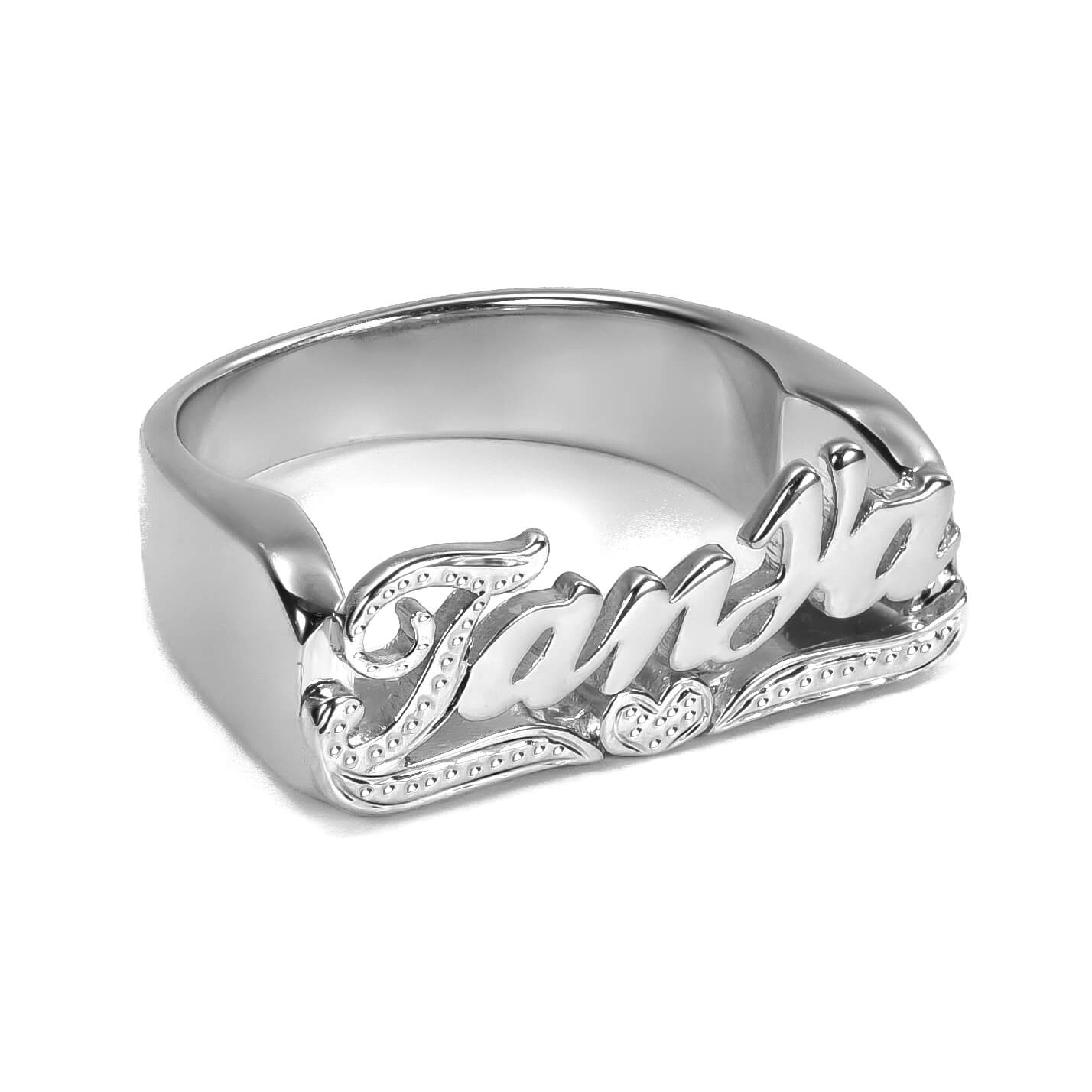 Two Tone Personalized Name Ring with Heart