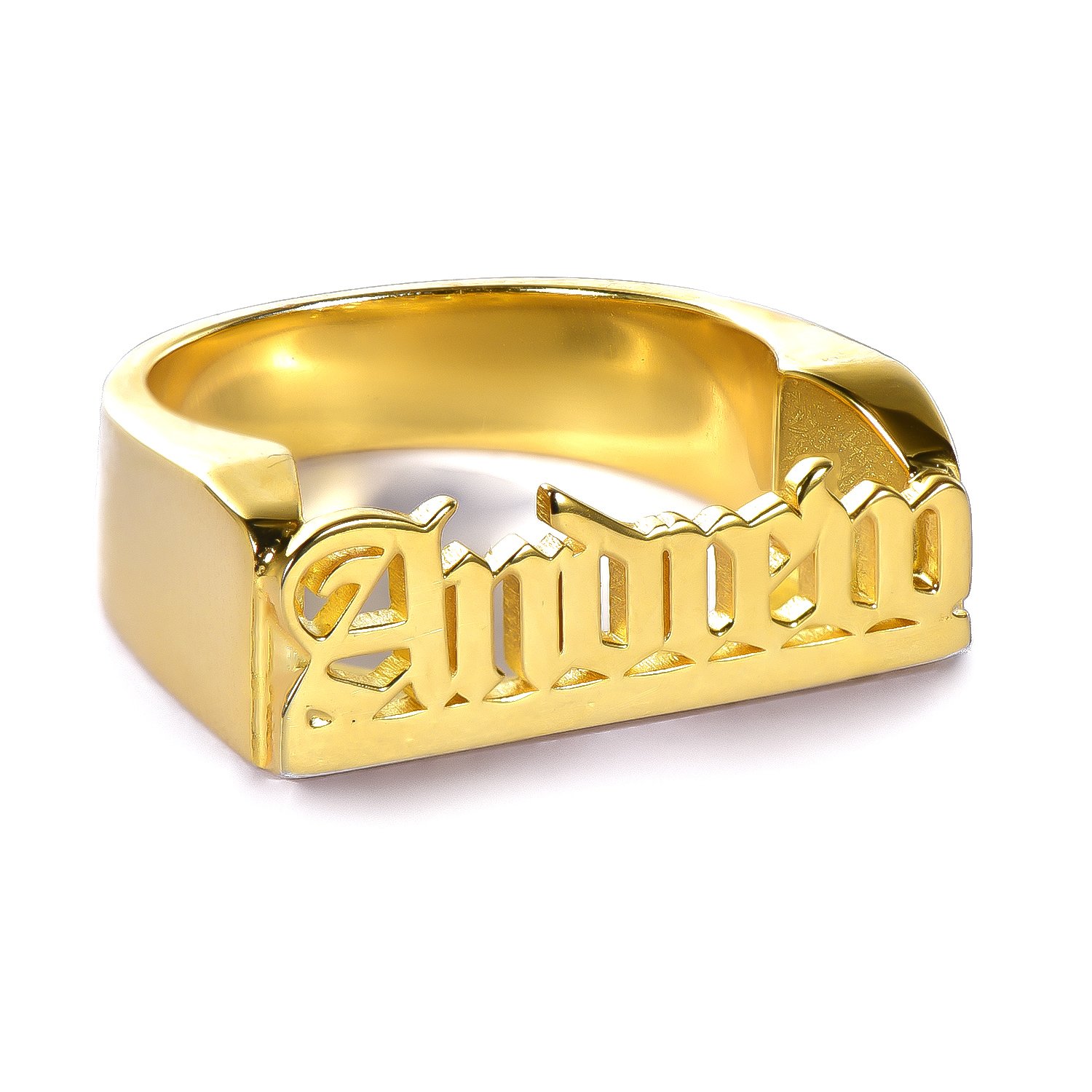 18K Gold Plated Personalized Gothic Name Ring