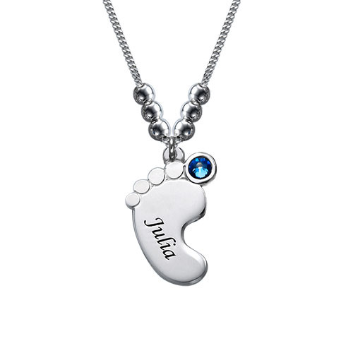 Baby Feet Necklace with birthstone