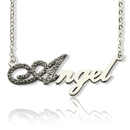 Name Necklace-Initial Full Birthstone
