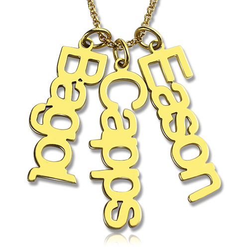 Vertical Multi Names Necklace with Gold Plating