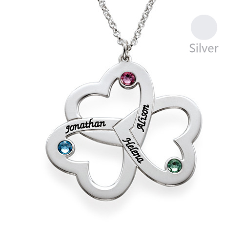 Personalized Triple Heart Necklace 