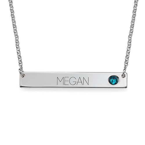 Nameplate Bar Necklace with Birthstone