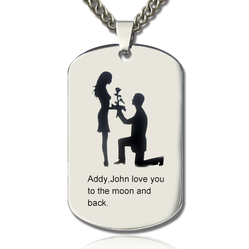 Titanium Steel Marriage Proposal Dog Tag Name Necklace