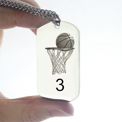  Basketball Dog Tag Name Necklace