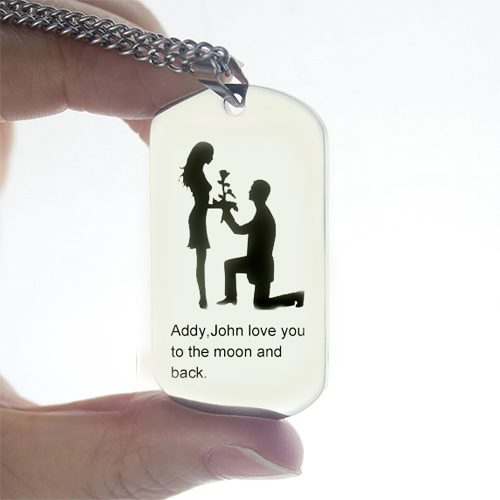 Titanium Steel Marriage Proposal Dog Tag Name Necklace