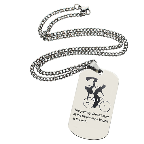 Titanium Steel Couple Bicycle Dog Tag Name Necklace