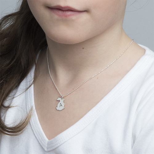 Tiny Rabbit Necklace with Initial