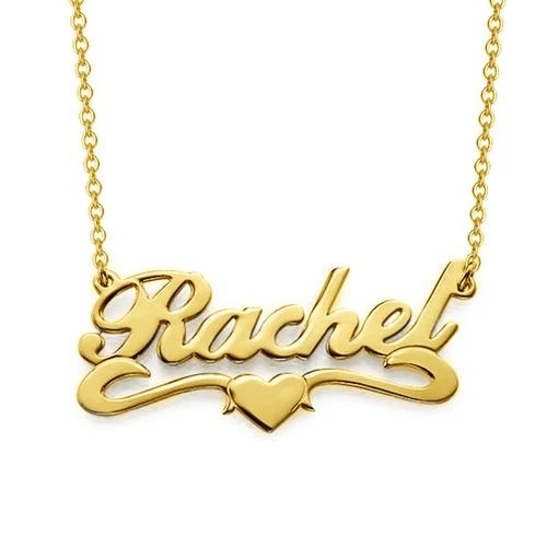 18k Gold Heart Necklace in Middle With Name