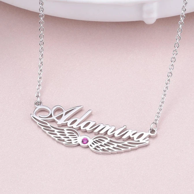 Angel Wing Classic Name Necklace