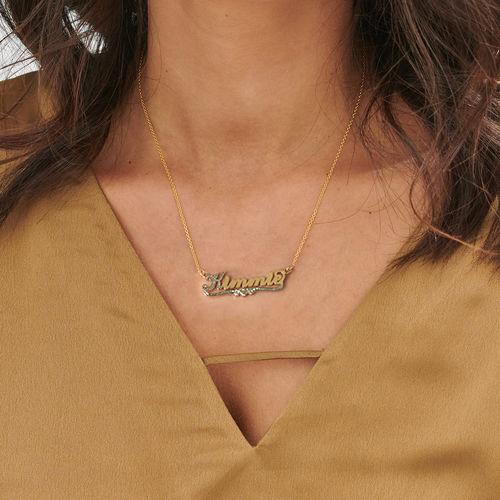 18K Gold Plated Personalized Two Tone Heart Name Necklace