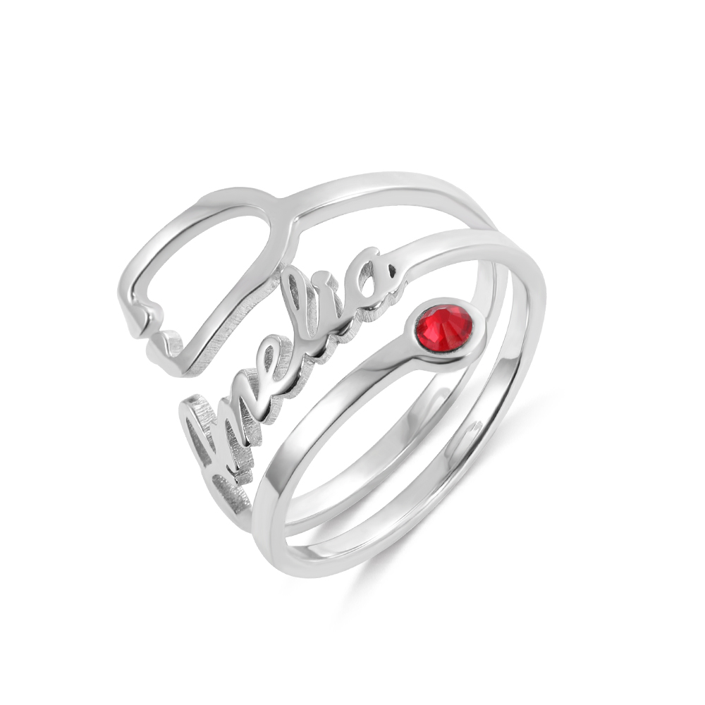 Personalized Name & Birthstone Stethoscope Ring
