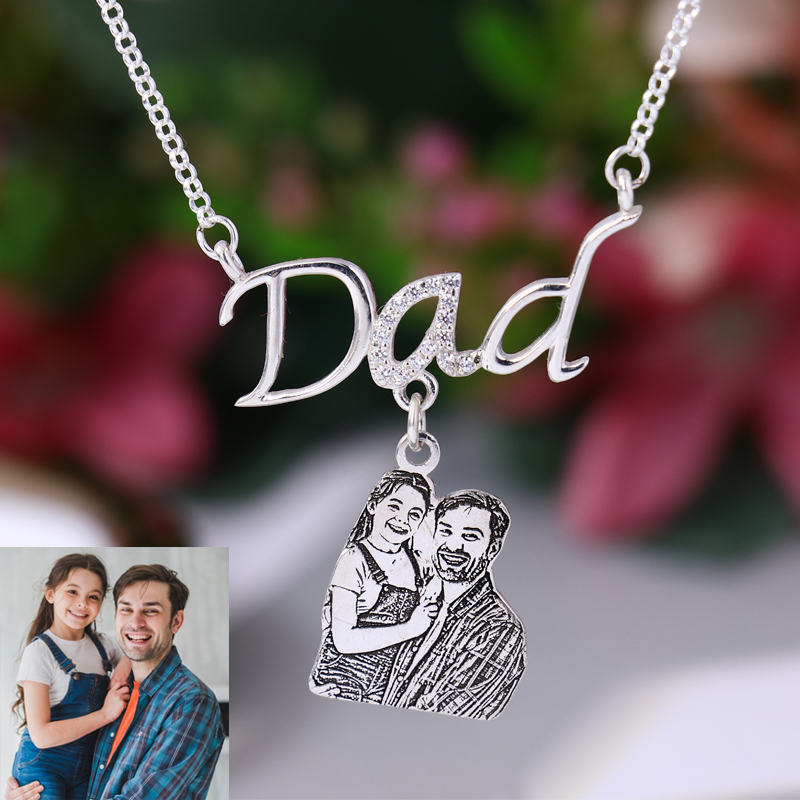 Personalized DAD Photo Necklace