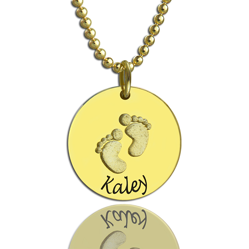 Baby Footprints Necklace- Gold Plated